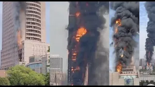 China fire: Skyscraper engulfed in massive flames