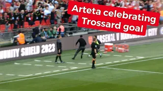 Arteta and Guardiola reaction to Trossard goal vs Man City