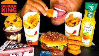 BURGERKING | IMPOSSIBLE WHOPPER WITH CHEESE ONION RINGS CHICKEN NUGGETSS HOT FUDGE SUNDAE ICE CREAM