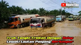 Truk Tangki Trinton Ugal Ugalan Balap Lewati Lautan Lumpur