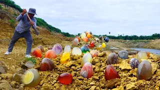 Battle of​ hunter colorful crystal treasures in the mountains.