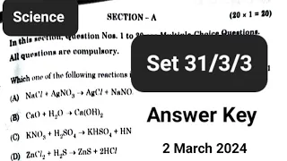 Science Set 3 Paper Code 31/3/3 Detailed Solutions | CBSE Class 10th | 2 March 2024