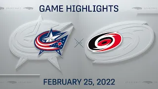 NHL Highlights | Blue Jackets vs. Hurricanes - Feb. 25, 2022