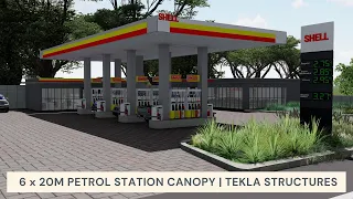 6 x 20M Petrol Station Canopy | Tekla Structures