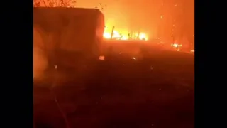 Люди в окружении ужасного пожара в Австралии