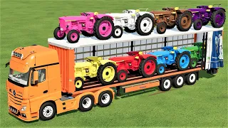 TRANSPORT OF COLORS ! MINI JOHN DEERE TRACTORS TRANSPORTING TO LOAD WORK ! Farming Simulator 22