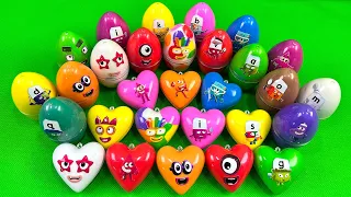 Rainbow Eggs: Hunting Numberblocks with CLAY in Mini Heart Coloring! Satisfying ASMR Videos