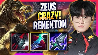 ZEUS CRAZY GAME WITH RENEKTON! - T1 Zeus Plays Renekton TOP vs Gnar! | Season 2024