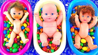 Oddly Satisfying Video | Candy Mixing in Bathtub with MMs Slime Balls & Magic Skittles Cutting ASMR