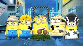 Despicable Me Minion Rush - Worker Dancer Mummy Hunter and Bride of Frankenstein minions at Grus Lab