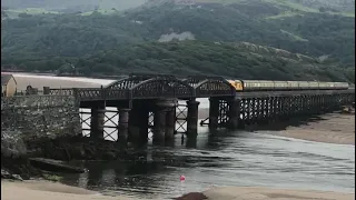 Pathfinder Cambrian Coast Express crosses Barmouth Bridge 20/8/21