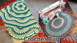 Crochet Rug, free Pattern Crochet Rug, Beautiful design and Colour Combination Crochet Rug