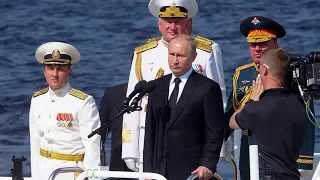 President Vladimir Putin leads country's first major parade in years