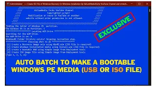 How to Create Windows PE Media Using Auto CMD Batch to Make WinPE Bootable USB or ISO File