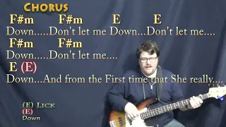 Don't Let Me Down (The Beatles) Bass Guitar Cover Lesson in E with Chords/Lyrics