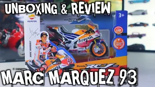 DIECAST MURAH MERIAH HONDA RC213V MARC MARQUEZ 93/REVIEW UNBOXING DIECAST MOTOR MAISTO SKALA 1/18