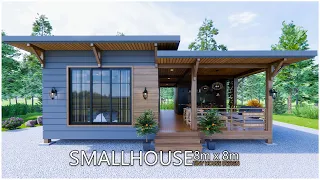 Beautiful Tiny House | House Design (Wooden house ) 8m x 8m