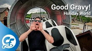 Good Gravy! front seat reverse ridercam on-ride 4K POV @60fps Holiday World & Splashin' Safari