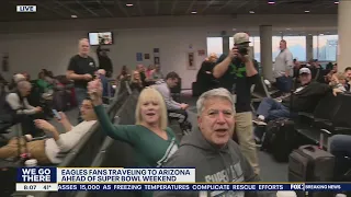 Eagles fans bring Super Bowl excitement to Philadelphia International Airport