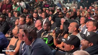 Floyd Mayweather watches closely front row at Spence vs Crawford