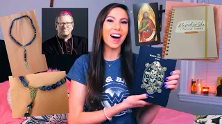 CATHOLIC UNBOXING VIDEO!!! + GIVEAWAYS!! Bishop Barron Bible, Rosaries, Blessed is She!