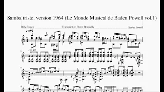 Samba Triste, Baden Powell, version 1964 -  transcription Pierre Bourrelly