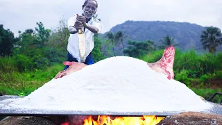 WHOLE GOAT COOKED Under a Thick Layer of SALT | Delicious Mutton Recipe | Village Grandpa Cooking