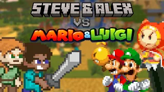 Steve & Alex vs Mario & Luigi - Animation