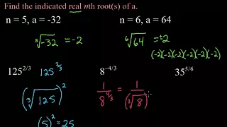 Evaluating nth Roots and Rational Exponents