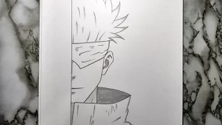 How to Draw Satoru Gojo half face step-by-step | jujutsu kaisen