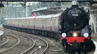 70000 Britannia chuffs out of Ipswich working 1Z71 with 47805 on the rear 28/5/24