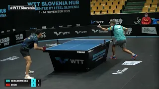 Kirill Gerassimenko vs Zhou Qihao | WTT Contender Novo Mesto 2021 | MS | R32