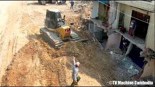 Amazing Techniques Stronger Dozer Forest Cutting Slope And Spreading Stone Making Foundation Road