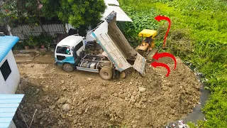 Part 6 | Staying Work Continue With Last Electricity Pillar By Dozer Moving Rock In Deep Bad Smell