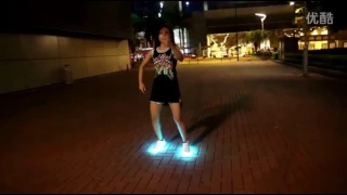 shuffle dance with LED shoes sexy girls dancer dance with glowing shoes