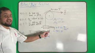 Statics (Lec 93) - Pulley or belt friction -  Example 1