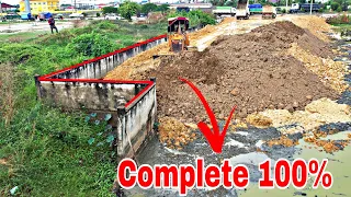 Complete Project 100% Landfill By Bulldozer Pushing Soil Delete Lake And Dump Truck 5Ton