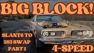 Big Block Barracuda! How To Swap a Big Block 383 and 4-Speed in an A-Body Mopar! Part 1