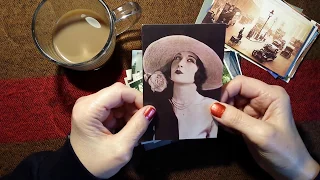 ASMR | Soft Spoken Reading Old Postcards & Coffee Sachets Unboxing Ramble Show & Tell
