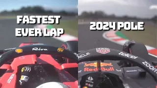 Onboard comparison with telemetry of Suzuka track record by Vettel and the 2024 pole by Verstappen