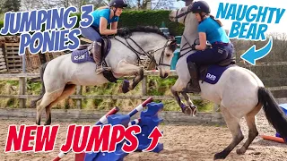 *NEW JUMPS* JUMPING ALL 3 PONIES ~ How to make simulated cross country fences with showjumps