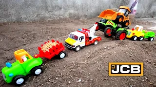 JCB 5CX Fully Wheat Loading Mini Tractor Trolley | Mud Loading John Deere Tractor Kiran Mr india Toy