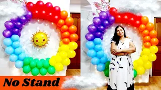 Rainbow balloon arch without stand | Rainbow balloon decoration ideas | Rainbow balloon arch