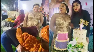 Laide Barake Suprised As She Saw How Bobrisky Bow Down To Greet Her Mom At Her Birthday Party.