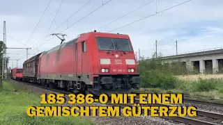 185 386-0 mit einem gemischtem Güterzug