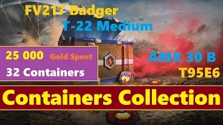 WOT Blitz - 25 000 GOLD Spent! Opening 32 crates from Containers Collection - World of Tanks Blitz