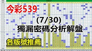 【今彩539】7月30日｜🔥最即時強牌預測🔥｜㊙本期獨漏密碼推薦㊙｜🔥各版推薦號碼🔥｜✪✢✢請給小弟按讚訂閱喔✢✢✪