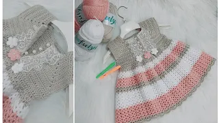 How to crochet a Baby dress 0-12 months Easy Baby Dress Design Ideas