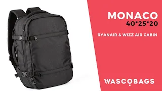 Рюкзак для ручної поклажі 40х20х25 | Wascobags Monaco (Ryanair, Wizz Air Cabin)