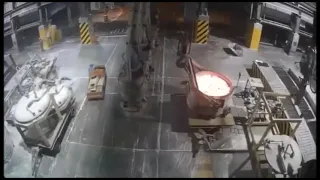 Aluminum smelter overhead crane accident